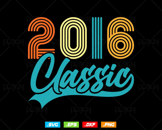 Classic 2016 Retro 8th Birthday Shirt Svg Png, Vintage 6th Birthday Year Number Tshirt, 8th Birthday Gifts For Boy, 8th Birthday Girl Svg SVG DesignDestine 