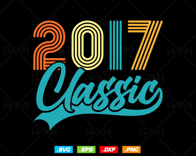 Classic 2017 Retro 7th Birthday Shirt Svg Png, Vintage 7th Birthday Year Number Tshirt, 7th Birthday Gifts For Boy, 7th Birthday Girl Svg SVG DesignDestine 