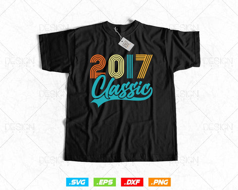 Classic 2017 Retro 7th Birthday Shirt Svg Png, Vintage 7th Birthday Year Number Tshirt, 7th Birthday Gifts For Boy, 7th Birthday Girl Svg SVG DesignDestine 