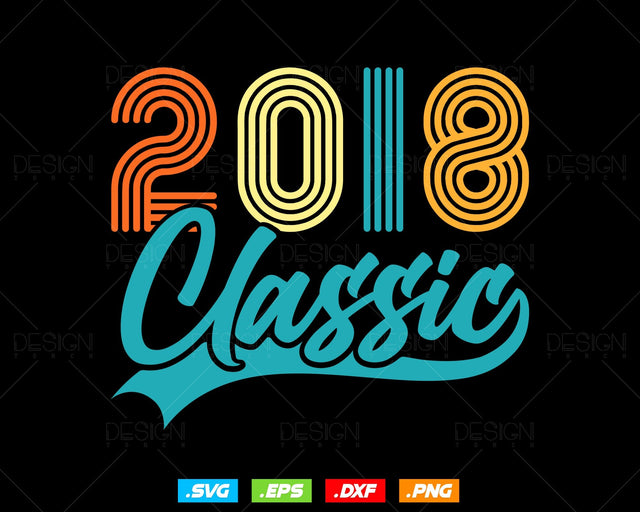 Classic 2018 Retro 6th Birthday Shirt Svg Png, Vintage 6th Birthday Year Number Tshirt, 6th Birthday Gifts For Boy, 6th Birthday Girl Svg SVG DesignDestine 