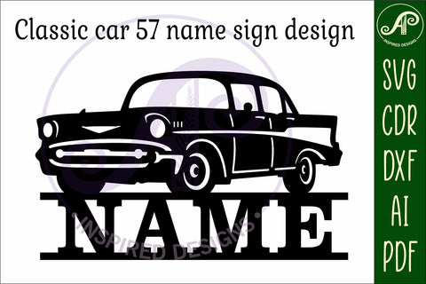 Classic car 57 name sign svg laser cut file SVG APInspireddesigns 