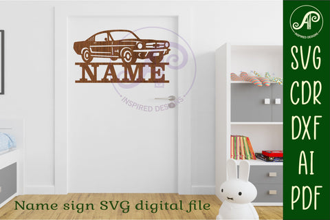 Classic car name sign design 3 svg laser cut template SVG APInspireddesigns 
