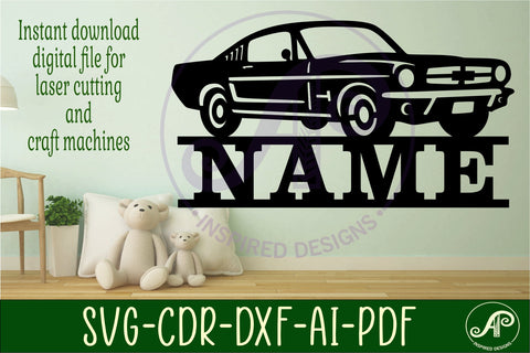 Classic car name sign design 3 svg laser cut template SVG APInspireddesigns 
