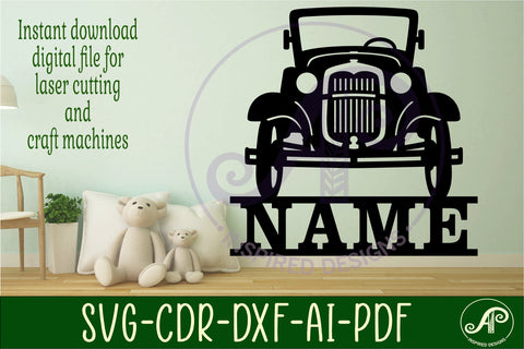 Classic car name sign svg laser cut file SVG APInspireddesigns 
