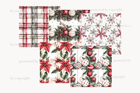 Classic Christmas Paper | Red Green Gold North Pole Patterns Digital Pattern GlamArtZhanna 