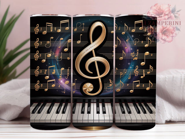 Classic Elegant Music Notes Tumbler, Musical Sublimation Design, Classic Music Art, 20oz Music Tumbler, Whimsical Music Mug, Stylish Musical Cup, Elegant Notes Wrap Sublimation Li Zamperini 