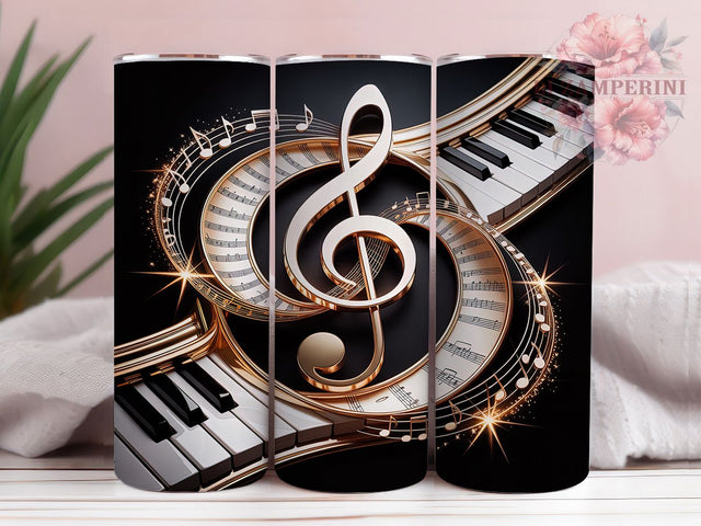 Classic Elegant Music Notes Tumbler, Musical Sublimation Design, Classic Music Art, 20oz Music Tumbler, Whimsical Music Mug, Stylish Musical Cup, Elegant Notes Wrap Sublimation Li Zamperini 