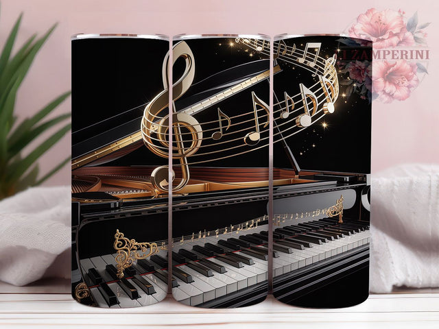 Classic Elegant Music Notes Tumbler, Musical Sublimation Design, Classic Music Art, 20oz Music Tumbler, Whimsical Music Mug, Stylish Musical Cup, Elegant Notes Wrap Sublimation Li Zamperini 