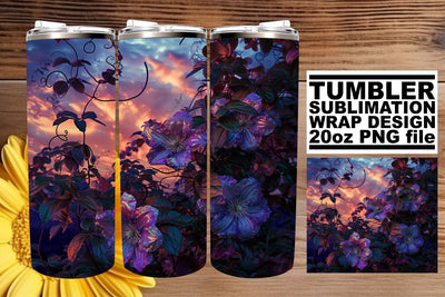 Classic Flower Dream: Sublimation 20oz Tumbler Wrap Sublimation afrosvg 