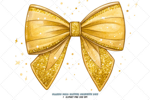 Classic Gold Glitter Coquette Bow Clipart, classic gold bow, glitter coquette bow, luxurious bow design, gold glitter clipart, digital bow design, elegant gold bow, glitter bow art Sublimation FloridPrintables 