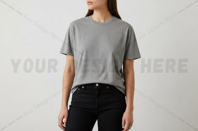 Classic grey t-shirt for women Mock Up Photo Regulrcrative 