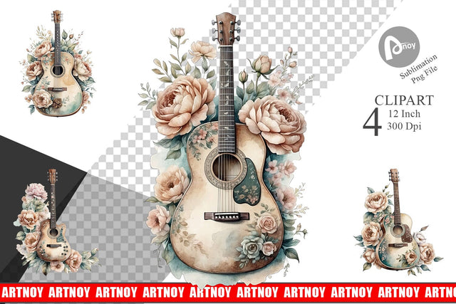 Classic Guitar Clipart Sublimation artnoy 