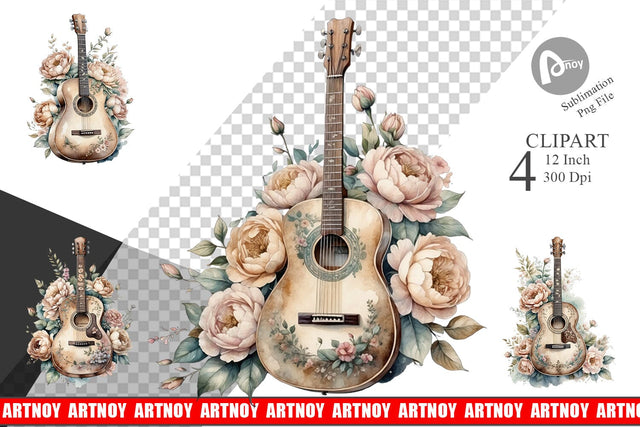 Classic Guitar Clipart Sublimation artnoy 