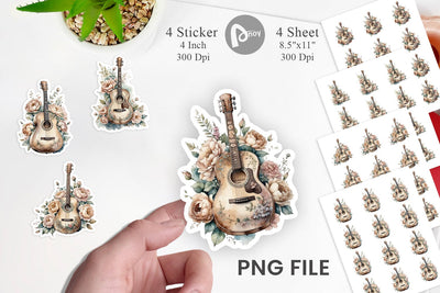 Classic Guitar Sticker Sublimation artnoy 