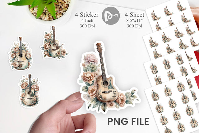 Classic Guitar Sticker Sublimation artnoy 