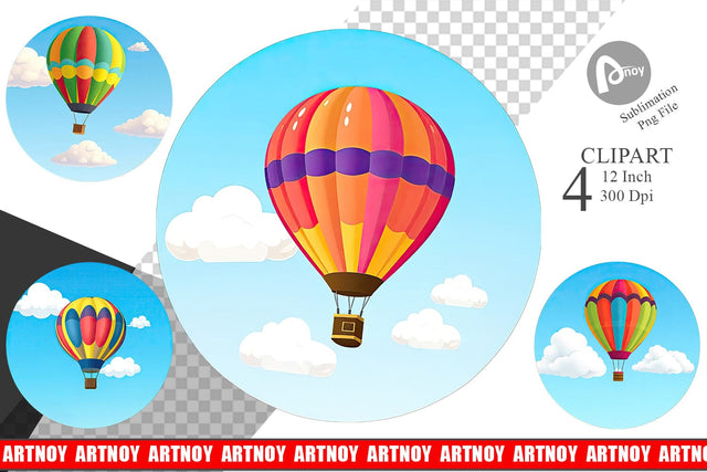 Classic Hot Air Balloon Clipart Sublimation artnoy 