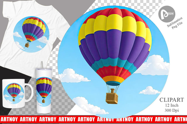 Classic Hot Air Balloon Clipart Sublimation artnoy 