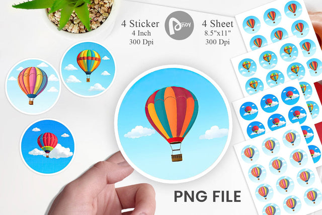 Classic Hot Air Balloon Sticker Sublimation artnoy 