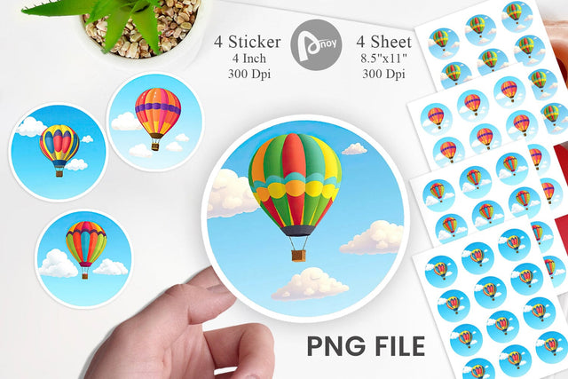 Classic Hot Air Balloon Sticker Sublimation artnoy 