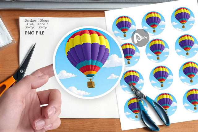 Classic Hot Air Balloon Sticker Sublimation artnoy 