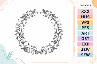 Classic Laurel Wreath Line Art Embroidery Design Embroidery/Applique DESIGNS sg embroidery 