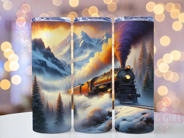 Classic Locomotive Train Tumbler, Railroad Lover Cup, Steam Engine Design, Train Track Present, Railway Art Tumbler, Locomotive Gift, Classic Train Cup Sublimation SvggirlplusArt 