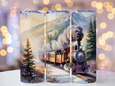 Classic Locomotive Train Tumbler, Railroad Lover Cup, Steam Engine Design, Train Track Present, Railway Art Tumbler, Locomotive Gift, Classic Train Cup Sublimation SvggirlplusArt 