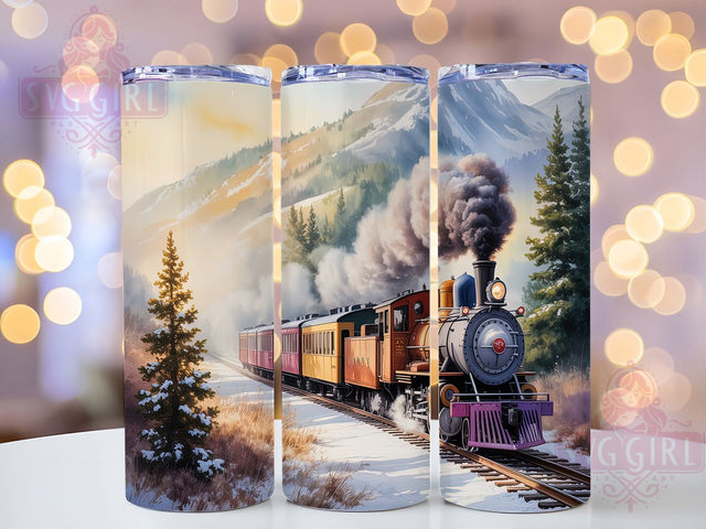 Classic Locomotive Train Tumbler, Railroad Lover Cup, Steam Engine Design, Train Track Present, Railway Art Tumbler, Locomotive Gift, Classic Train Cup Sublimation SvggirlplusArt 
