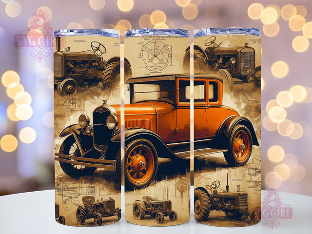 Classic Muscle Car 20oz Tumbler Wrap Sublimation Design, Straight Tapered Tumbler Wrap, Retro Cars Tumbler Png, Instant Digital Download Sublimation SvggirlplusArt 