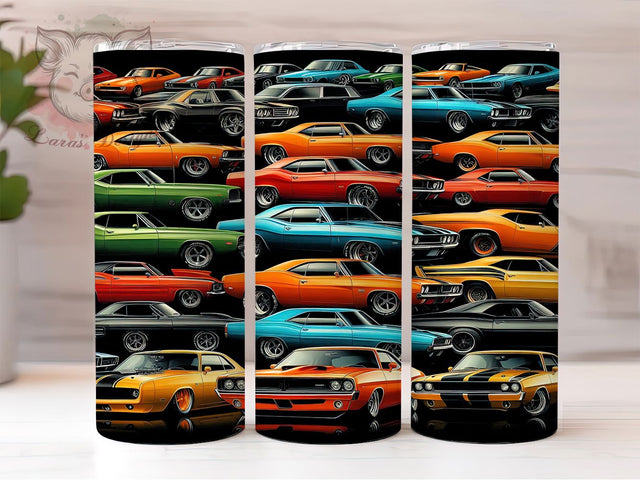 Classic Muscle Car Retro Tumbler Wrap, Vintage Car Design, 20oz Sublimation File, Retro Car Tumbler, Classic Muscle Car Wrap, Digital Car Design, Auto Lover Tumbler Sublimation Lara' s Designs 