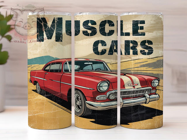 Classic Muscle Car Tumbler Wrap, Vintage Car Tumbler, 20oz Tumbler Wrap, Sublimation Design, Retro Car Tumbler, Car Lover Gift, Hot Rod Tumbler Sublimation Lara' s Designs 