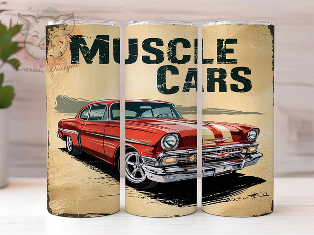 Classic Muscle Car Tumbler Wrap, Vintage Car Tumbler, 20oz Tumbler Wrap, Sublimation Design, Retro Car Tumbler, Car Lover Gift, Hot Rod Tumbler Sublimation Lara' s Designs 