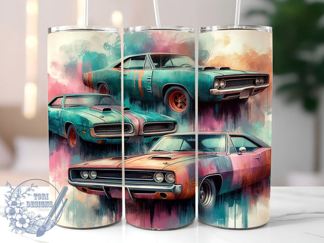 Classic Muscle Cars, 20oz Tumbler, Car Tumbler Wrap, Sublimation Design, Vintage Car, Digital Download, Automotive Gifts Sublimation ToriDesigns 