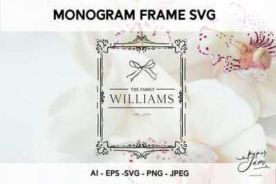 Classic Ribbon Family Monogram SVG SVG Paperjamlab 