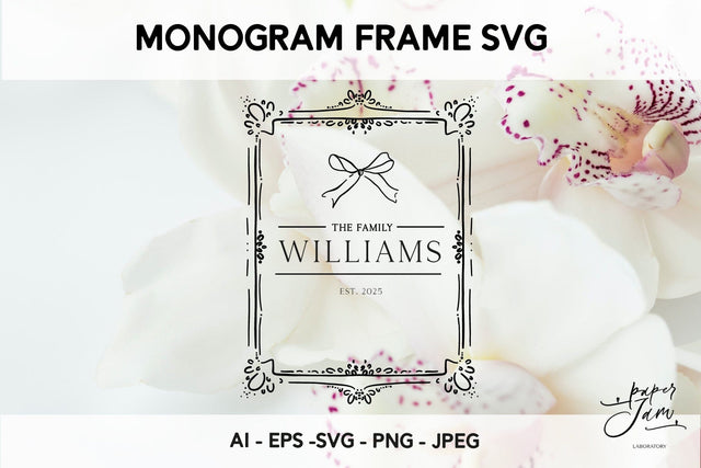 Classic Ribbon Family Monogram SVG SVG Paperjamlab 
