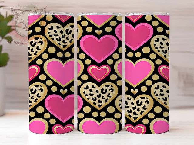 Classic Romantic Valentine Heart Tumbler, Romantic Love Pattern, Classic Heart Design, 20Oz Sublimation Wrap, Sweet Valentine Art, Bold Heart Texture, Tumbler Sublimation Sublimation Lara' s Designs 