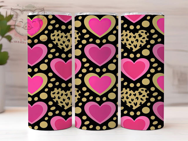 Classic Romantic Valentine Heart Tumbler, Romantic Love Pattern, Classic Heart Design, 20Oz Sublimation Wrap, Sweet Valentine Art, Bold Heart Texture, Tumbler Sublimation Sublimation Lara' s Designs 