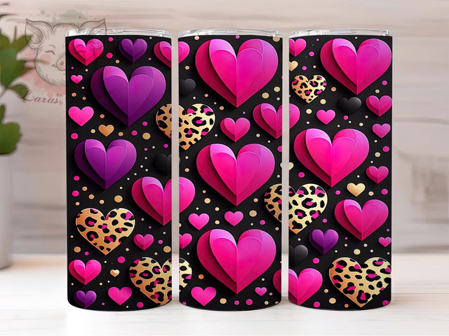 Classic Romantic Valentine Heart Tumbler, Romantic Love Pattern, Classic Heart Design, 20Oz Sublimation Wrap, Sweet Valentine Art, Bold Heart Texture, Tumbler Sublimation Sublimation Lara' s Designs 