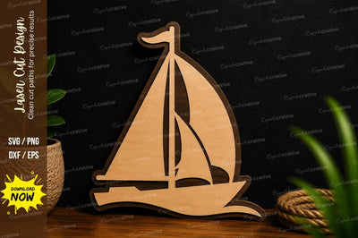 Classic Sailboat Ocean Decor Laser Cut SVG File SVG Regulrcrative 