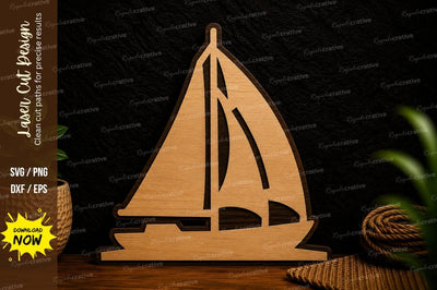 Classic Sailboat Ornament Laser Cut SVG File SVG Regulrcrative 