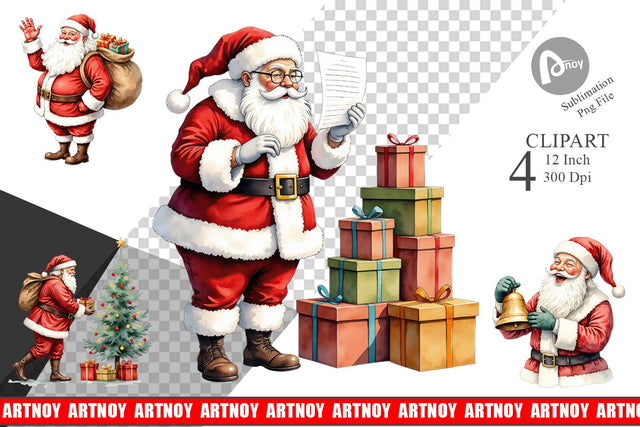 Classic Santa Claus Clipart Sublimation artnoy 
