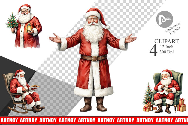 Classic Santa Claus Clipart Sublimation artnoy 