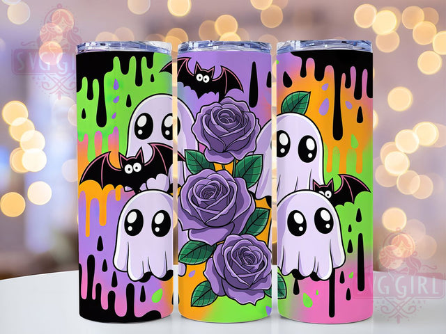 Classic Spooky Cute Halloween Ghost Tumbler, Halloween Wrap Design, Cute Ghost Cup, Kawaii Spooky Style, 20Oz Sublimation Wrap, Haunted Halloween Drinkware, Classic Ghost Tumbler Sublimation SvggirlplusArt 