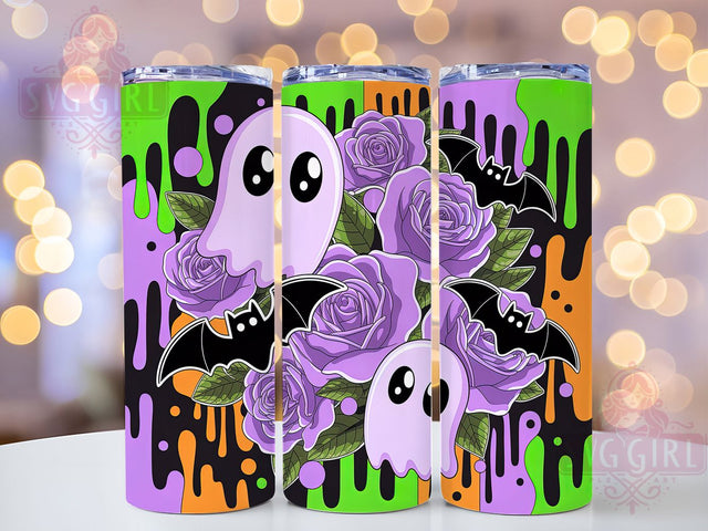 Classic Spooky Cute Halloween Ghost Tumbler, Halloween Wrap Design, Cute Ghost Cup, Kawaii Spooky Style, 20Oz Sublimation Wrap, Haunted Halloween Drinkware, Classic Ghost Tumbler Sublimation SvggirlplusArt 