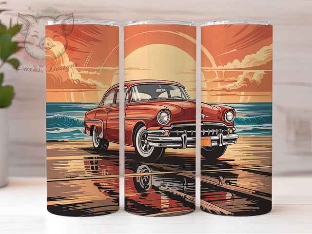 Classic Vintage Car 20oz Tumbler, Vintage Auto Wrap, 20oz Sublimation Wrap, Retro Car Cup, Muscle Car Design, Antique Vehicle Tumbler, Hot Rod Gift Sublimation Lara' s Designs 