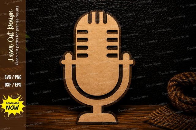 Classic Vintage Microphone Laser Cut SVG Design SVG Regulrcrative 