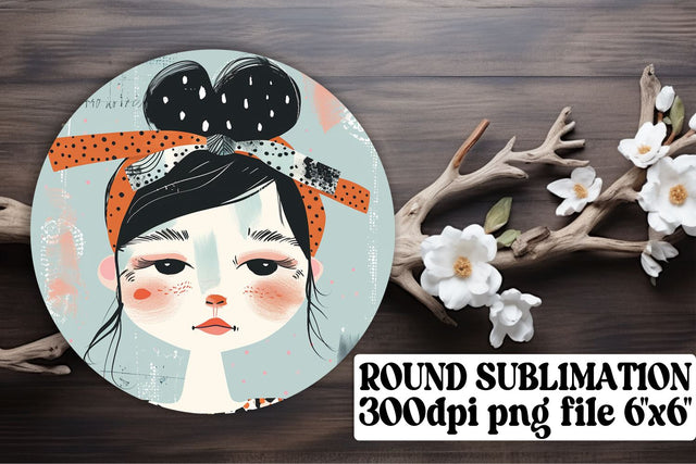 Classic Woman Portrait Ornament Design - Sublimation Keychain Sublimation afrosvg 