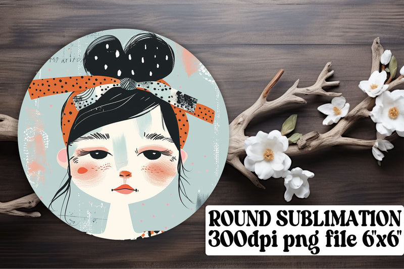 Classic Woman Portrait Ornament Design - Sublimation Keychain Sublimation afrosvg 