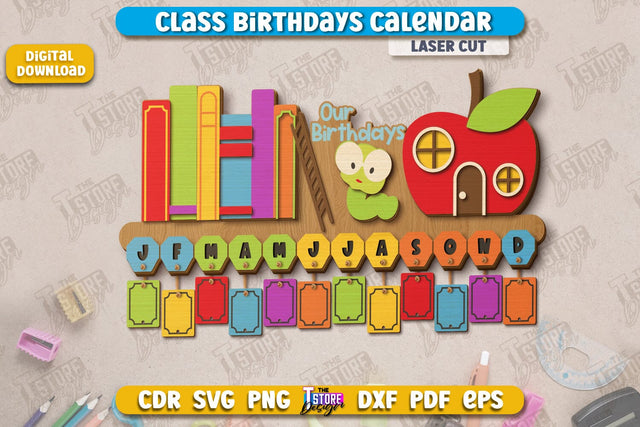 Classroom Birthday | Birthday Board | School Design | Kid’s Birthdays | Classmates | CNC Files SVG The T Store Design 