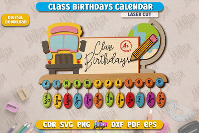 Classroom Birthday | Birthday Board | School Design | Kid’s Birthdays | Classmates | CNC Files SVG The T Store Design 